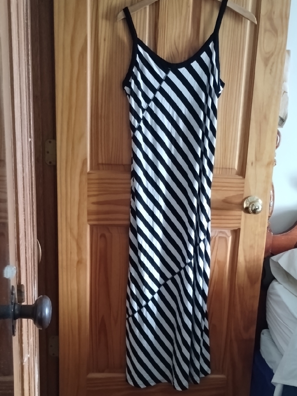 Skye's the Limit Black & White Diagonal Stripe Maxi Dress
